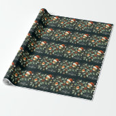 Prettig kerstfeest Robin Mistletoe Krans Cadeaupapier (Uitgerold)