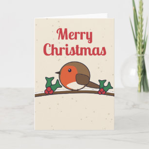 Prettig kerstfeest Robin op een besneeuwde tak Ker Kaart