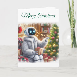 Prettig Kerstfeest Robot Tech Meisjes STEM Groet Feestdagen Kaart