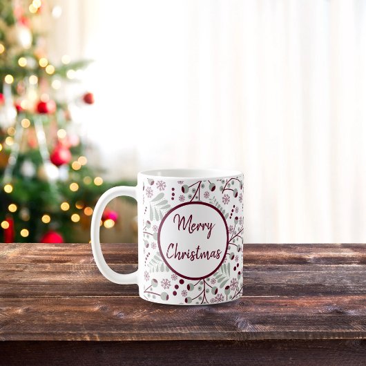 Prettig kerstfeest rode bessen koffiemok