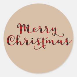 Prettig kerstfeest Rode Buffalo ruit Kerstfeest Ronde Sticker
