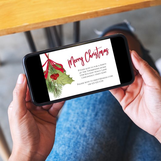 Prettig Kerstfeest Rode Calligrafie QR Code Kaart