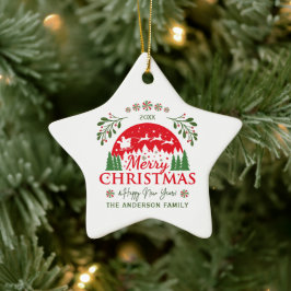 Prettig kerstfeest Rode en Groene Suikerstok Custo Keramisch Ornament