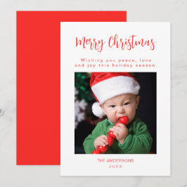 Prettig kerstfeest rode familie foto kerstkaart