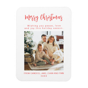 Prettig kerstfeest rode familie foto kerstkaart magneet
