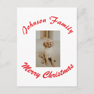 prettig kerstfeest rode familienaam huisdier foto  briefkaart