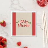 Prettig kerstfeest Rode Faux Folie Moderne Script  Servet (Insitu)