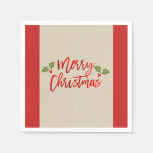 Prettig kerstfeest Rode Faux Folie Moderne Script  Servet