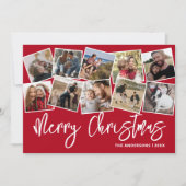 Prettig kerstfeest Rode fotocollage Feestdagenkaart (Voorkant)