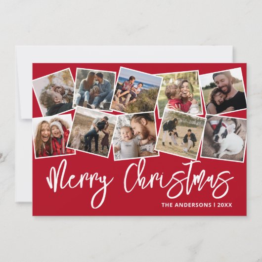 Prettig kerstfeest Rode fotocollage Feestdagenkaart (Voorkant)