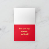 Prettig kerstfeest rode geruite opgevouwen wenskaa kaart (Binnen)