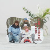 Prettig kerstfeest Rode Glans Foto Kaart (Staand voorkant)