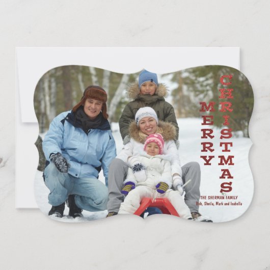 Prettig kerstfeest Rode Glans Foto Kaart (Voorkant)