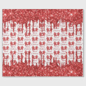 Prettig kerstfeest rode glitters cadeaupapier (Vlak)