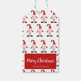 Prettig kerstfeest Rode Grijze Gnoom Noordse Patro Cadeaulabel