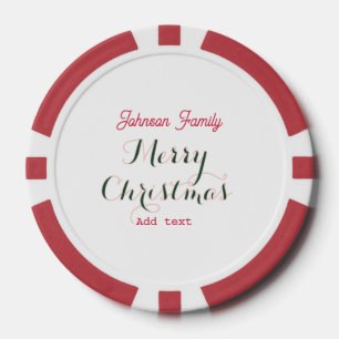 Prettig kerstfeest rode groene familienaam tex poker chips