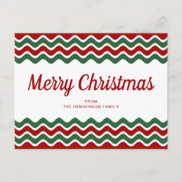 Prettig kerstfeest Rode groene golf strepen Briefkaart