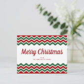 Prettig kerstfeest Rode groene golf strepen Briefkaart (Staand voorkant)