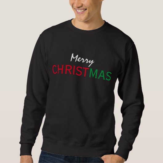 PRETTIG KERSTFEEST RODE GROENE WITTE TYPOGRAFIE TRUI (Voorkant)