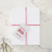 Prettig kerstfeest rode handgetekende strik retro cadeaulabel (Met Touw)