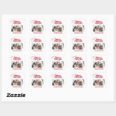 Prettig kerstfeest rode handgetekende strik retro vierkante sticker (Vel)