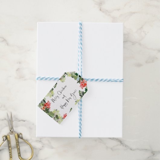 Prettig kerstfeest Rode hulst moderne script Cadeaulabel (Met Touw)