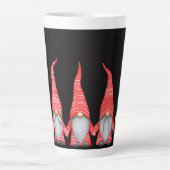 Prettig kerstfeest Rode Kabouters Zwarte Latte Mok (Voorkant)