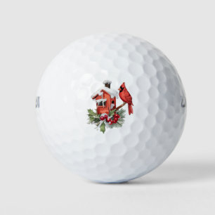 Prettig kerstfeest Rode Kardinaal & Bessen Golfballen