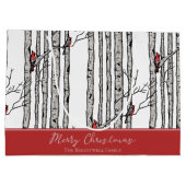 Prettig kerstfeest Rode Kardinaalvogel & Berkenboo Groot Cadeauzakje (Achterkant)