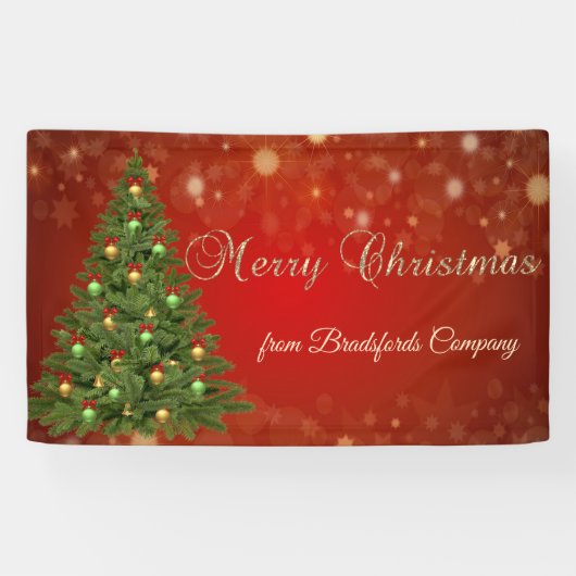 Prettig kerstfeest, Rode ,Kerstboom Spandoek (Horizontaal)