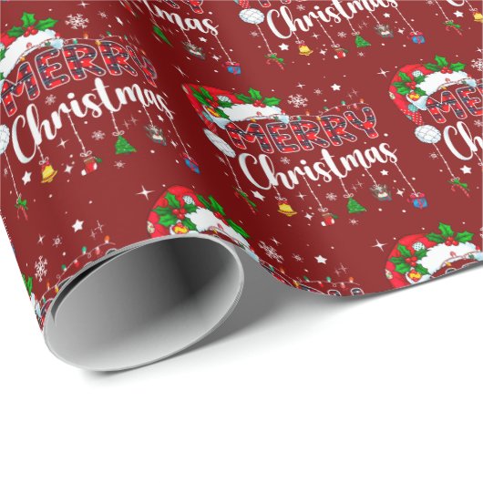 Prettig kerstfeest Rode Kerstman Hoed Rendier Kers Cadeaupapier (Rol Hoek)
