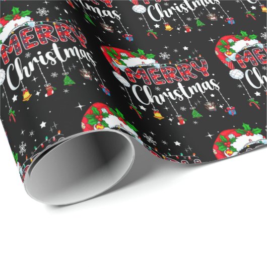 Prettig kerstfeest Rode Kerstman Hoed Rendier Kers Cadeaupapier (Rol Hoek)