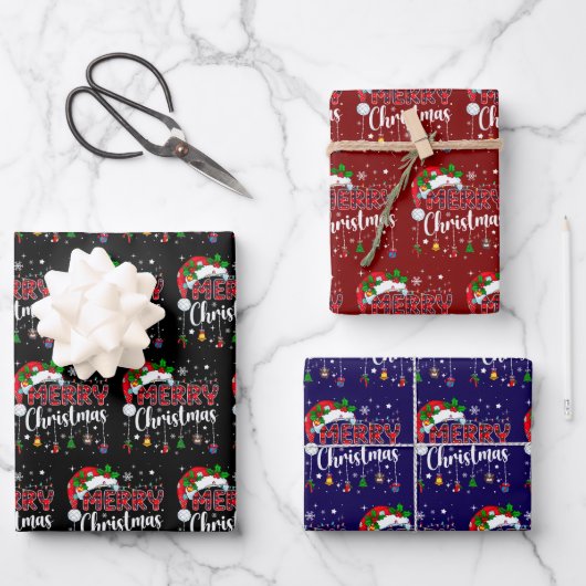 Prettig kerstfeest Rode Kerstman Hoed Rendier Kers Inpakpapier Vel (Voorkant)