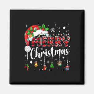 Prettig kerstfeest Rode Kerstman Hoed Rendier Kers Magneet
