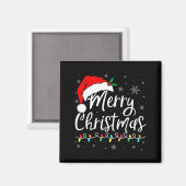 Prettig kerstfeest Rode Kerstman Hoed Rendier Kers Magneet (Voorkant / Achterkant)