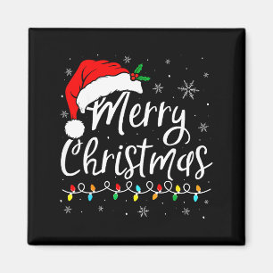 Prettig kerstfeest Rode Kerstman Hoed Rendier Kers Magneet