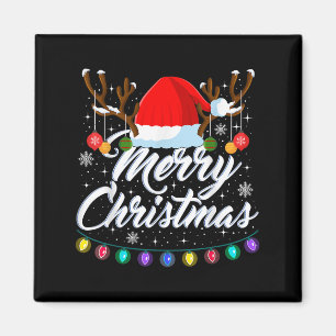 Prettig kerstfeest Rode Kerstman Hoed Rendier Kers Magneet