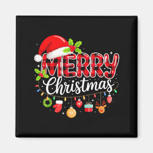 Prettig kerstfeest Rode Kerstman Hoed Rendier Kers Magneet