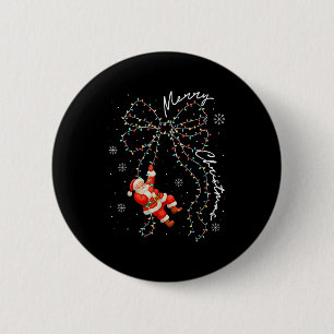 Prettig kerstfeest Rode Kerstman Hoed Rendier Kers Ronde Button 5,7 Cm