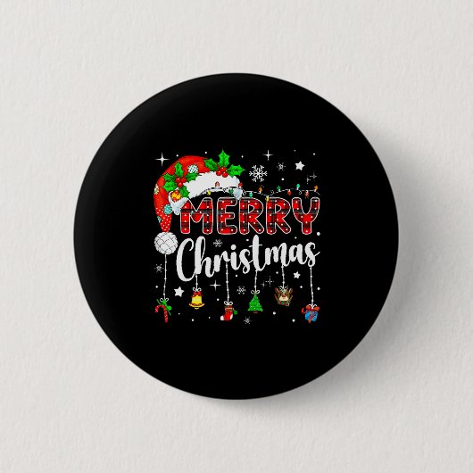 Prettig kerstfeest Rode Kerstman Hoed Rendier Kers Ronde Button 5,7 Cm (Voorkant)