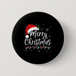 Prettig kerstfeest Rode Kerstman Hoed Rendier Kers Ronde Button 5,7 Cm