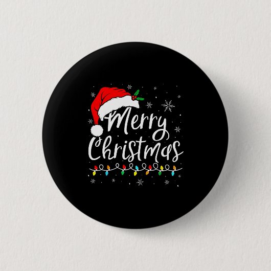 Prettig kerstfeest Rode Kerstman Hoed Rendier Kers Ronde Button 5,7 Cm (Voorkant)