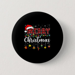 Prettig kerstfeest Rode Kerstman Hoed Rendier Kers Ronde Button 5,7 Cm