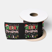Prettig kerstfeest Rode Kerstman Hoed Rendier Kers Satijnen Lint (Spoel)