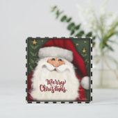 Prettig kerstfeest Rode Kerstman Vakantiewenskaart Feestdagenkaart (Staand voorkant)