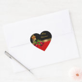 Prettig kerstfeest Rode klokken Zwart Goud Hart Sticker (Envelop)