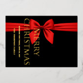 Prettig kerstfeest, Rode Lint Lief Folie Feestdagenkaart (Voorkant)