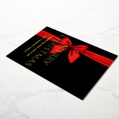 Prettig kerstfeest, Rode Lint Lief Folie Feestdagenkaart (Gedraaid)