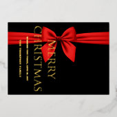 Prettig kerstfeest, Rode Lint Schattig Folie Feestdagenkaart (Voorkant)