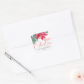 Prettig kerstfeest Rode Poinsettia   Vierkante Sticker (Envelop)